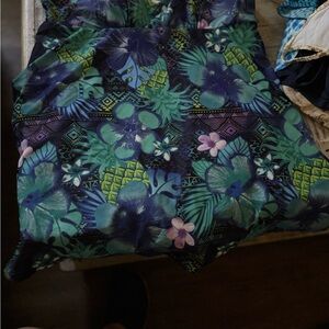 Noonday Collection Blue and Green Tropical One-Piece Swimsuit padded bra support